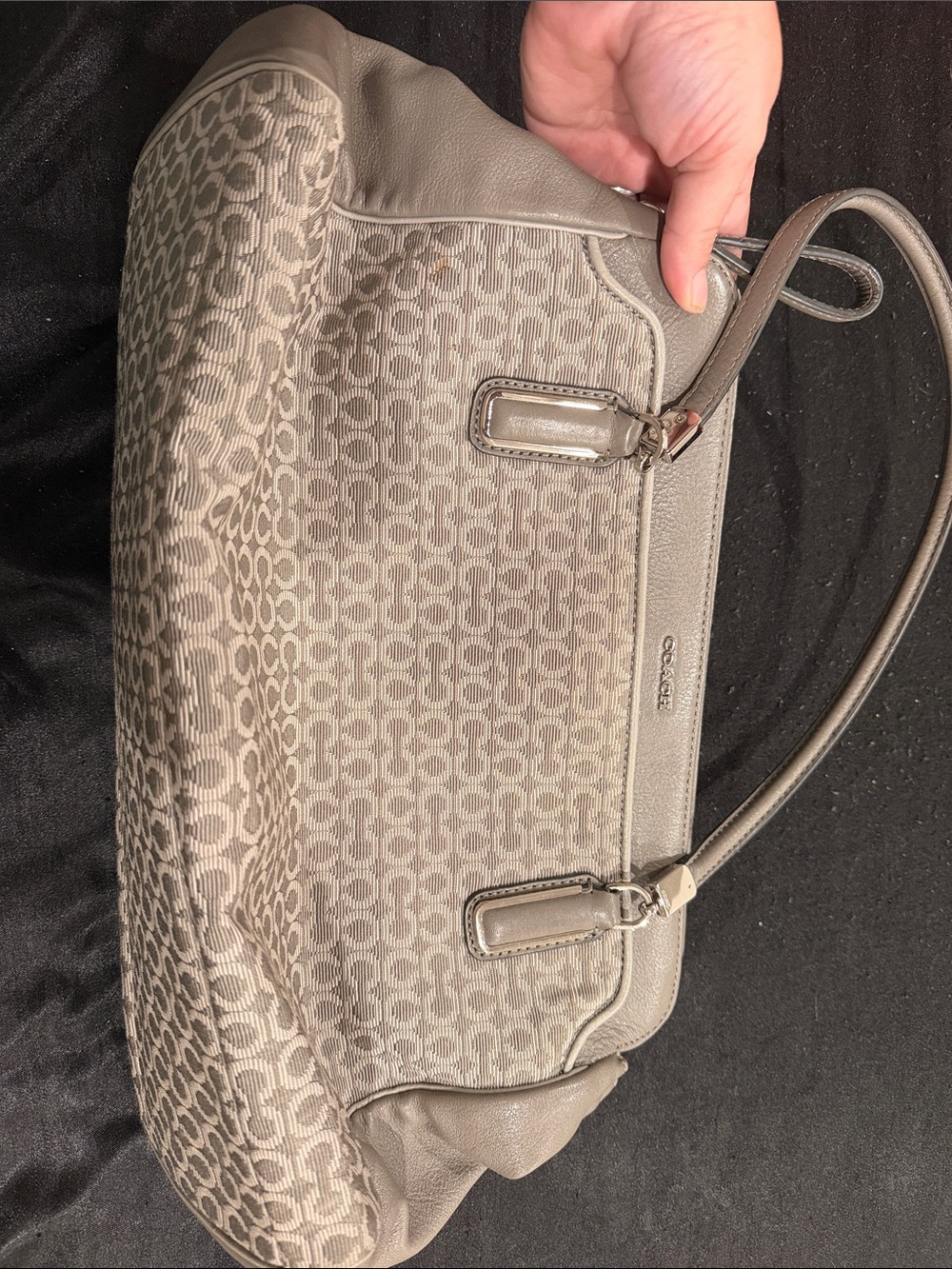Coach Signature Jacquard Shoulder Bag in Light Gray